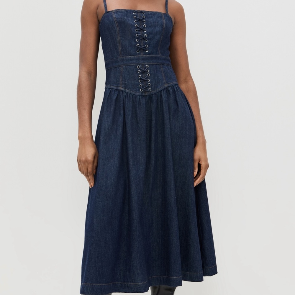 Reformation Florentina Denim Midi Dress